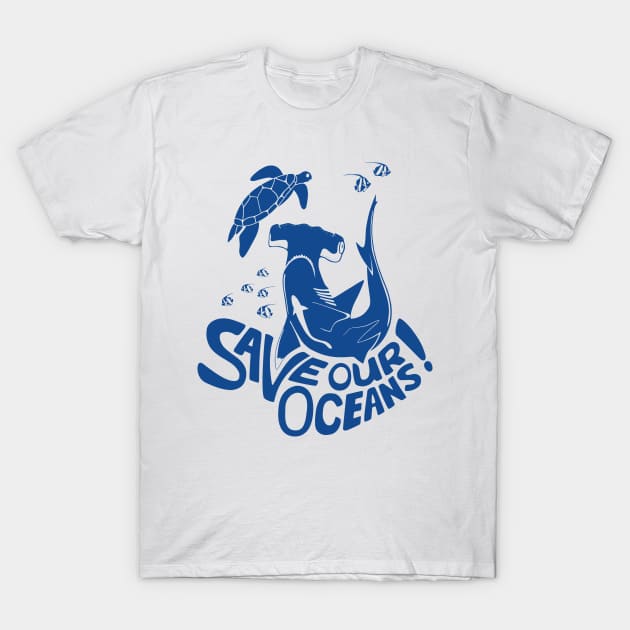 Save Our Oceans! - blue T-Shirt by Dootz Studio